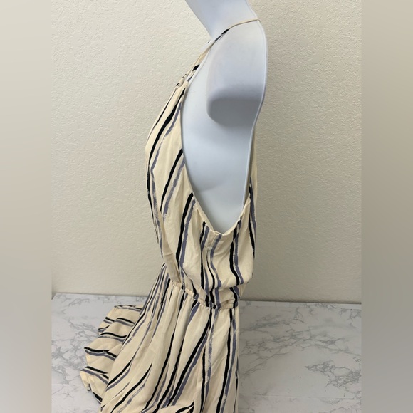 Spirit Of Grace Sleeveless Dress Womens M Striped Beige Lined Maxi Button - Picture 2 of 6